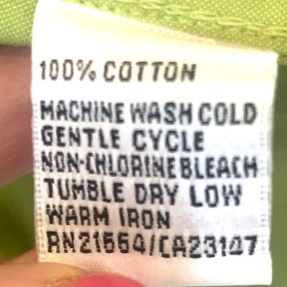 Talbots Button Up Shirt 18W Green 100% Cotton Long  Sleeves Collar Office Summer - Picture 5 of 5